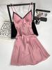Summer bra pad, sweet and pure style, ice silk pajamas, women's lace camisole nightdress, outerwear loungewear two-piece set