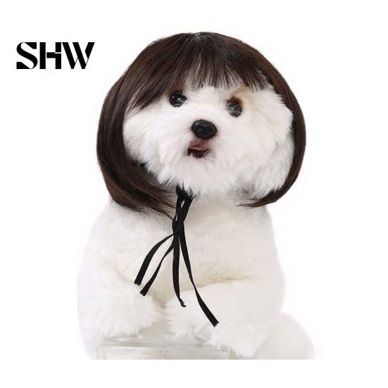 Small Dog Halloween Costume Funny Pet Wig, Cute Bob Cut Cat Afro Curly Wig with Adjustable Cosplay Accessories Elastic Band, Breathable for Dogs, Cats