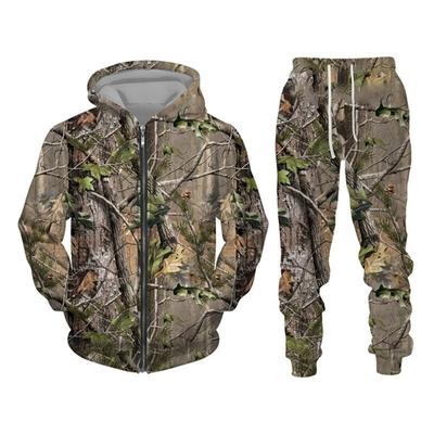 Осенне-зимний камуфляж с кленовым листом 3D на молнии, спортивная одежда для активного отдыха, рыбалки, кемпинга, охоты, мужской и женский уличный комплект
