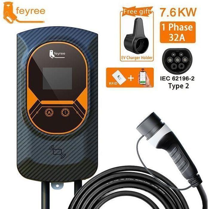 Station de charge 32A chargeur de voiture électrique EVSE Wallbox 7.6/11/22KW câble de type 2 IEC62196 contrôle APP.