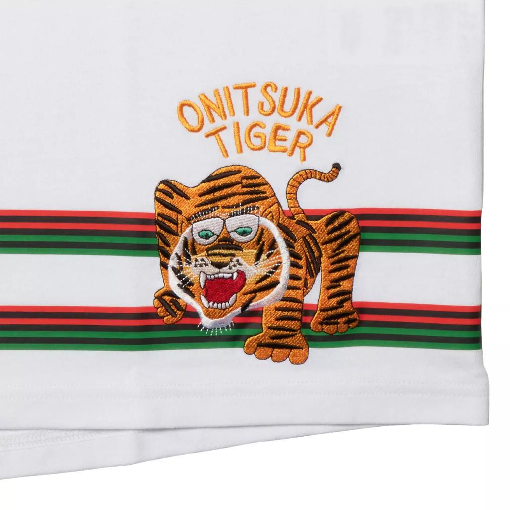 ONITSUKA TIGER Футболка с рисунком, круглая горловина, удобная повседневная футболка с коротким рукавом, унисекс, топы, белый цвет 2183B377-100