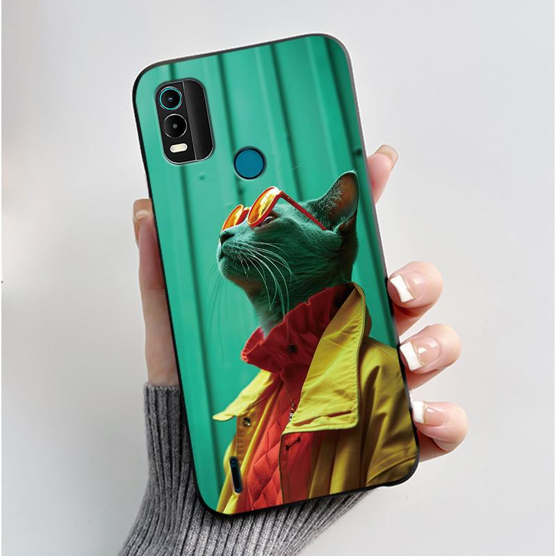 Casing For Nokia C21 Plus Case Nokia C31 Phone Case Back Cover Silicone Soft Black TPU Aesthetic Cute Cat Astronaut Bumper Shell
