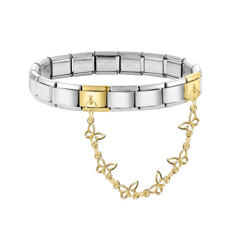 Женская Мода Циркон Звезда Бабочка Золотое Сердце Цепочка с Кисточкой Итальянские Шармы Подходит для 9 мм Браслета из Нержавеющей Стали DIY Украшения Подарок