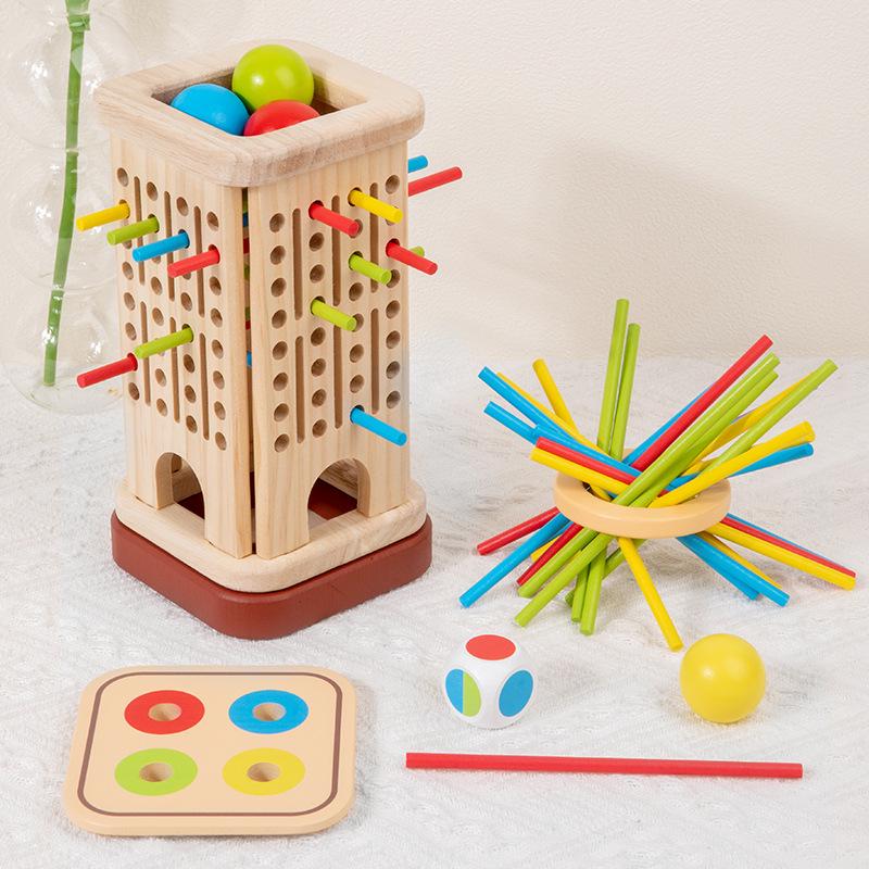 Montessori Wooden Pegging & Throwing Game: Color Recognition & Parent-Child Interaction Toy