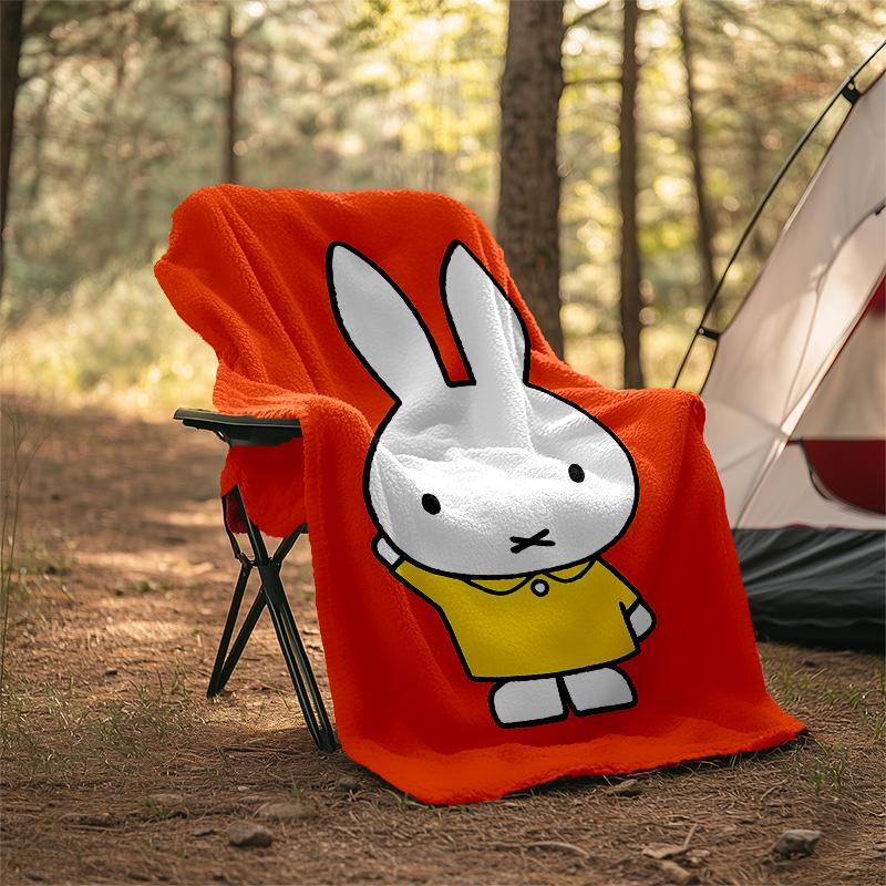 1pc Miffy3 Theme Blanket - Digital Print, Polyester, Cozy for All Seasons, Perfect for Outdoor, Camping, and Travel