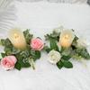 Desktop Decoration Artificial Flower Rose Candlestick Exquisite Creative Candle Holder Reusable Fake Wreath Ring Rustic