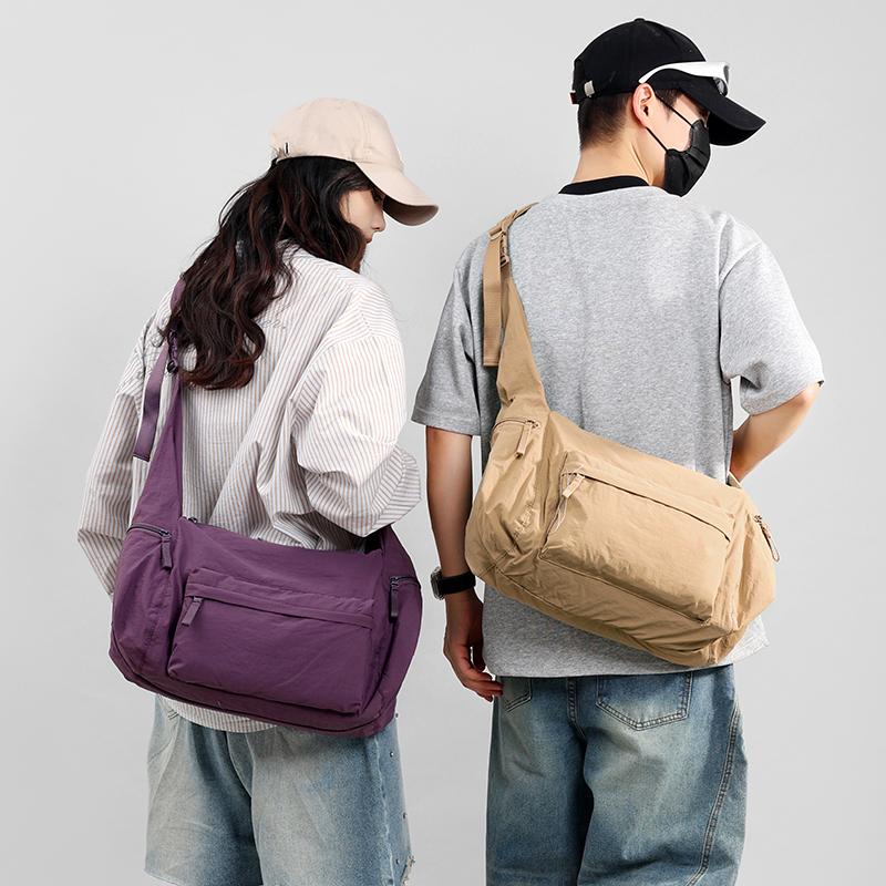 Waterproof Nylon Bag Unisex Large Capacity Sports Shoulder Bag Crossbody Bag