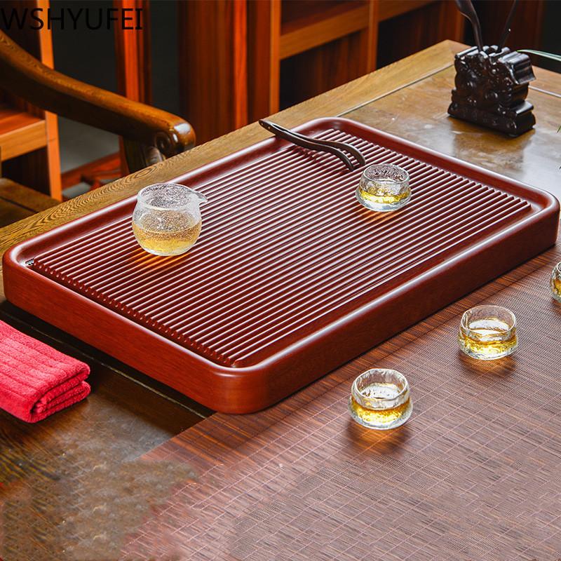 Натуральный деревянный поднос для чая, китайский чайный столик, чайный сервиз, доска высокого качества, бакелитовый поднос двойного назначения, инструменты для китайской чайной церемонии