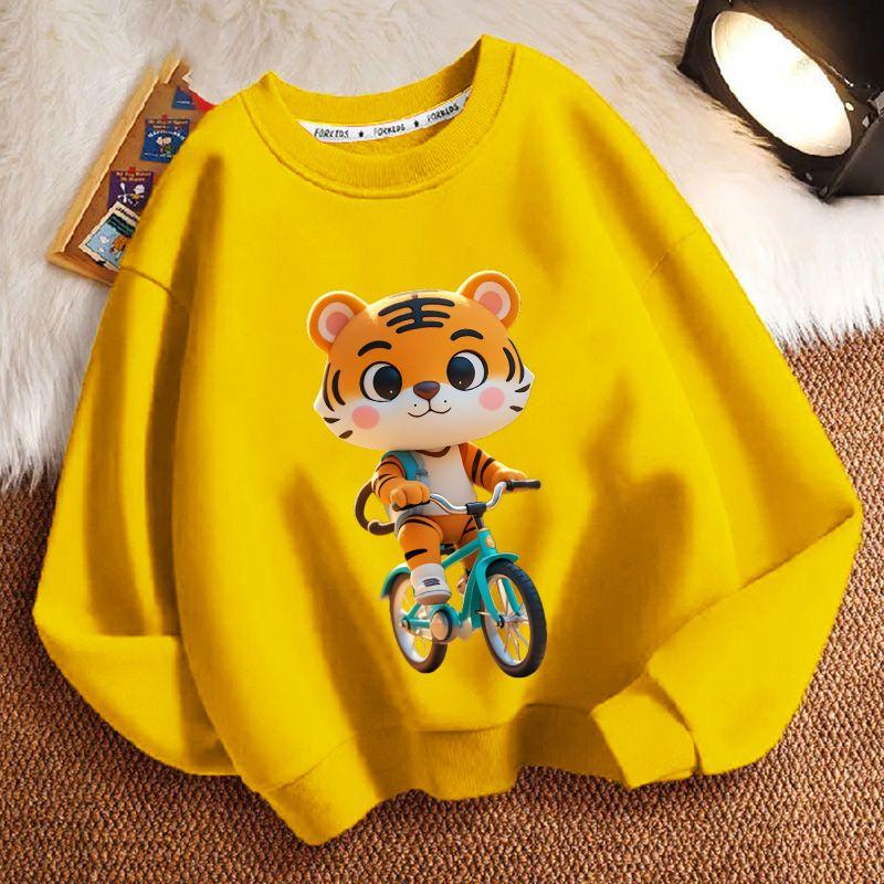 Милое худи с тигрёнком для детей, повседневный топ для мальчиков и девочек на весну и осень
