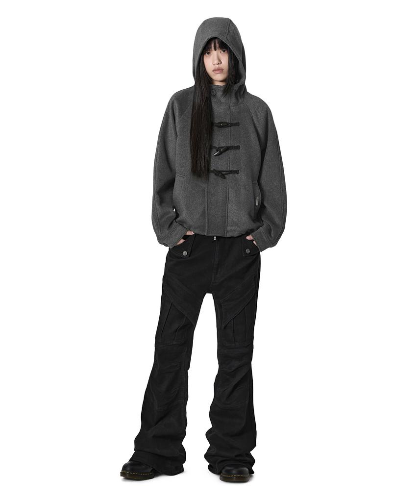 OPENYARD(OY) Hooded Toggle Short Coat - Gray
