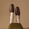Женские лоферы на массивном каблуке с ретро квадратным носком - Натуральная кожа, Распродажа, Весна/Осень 2025
