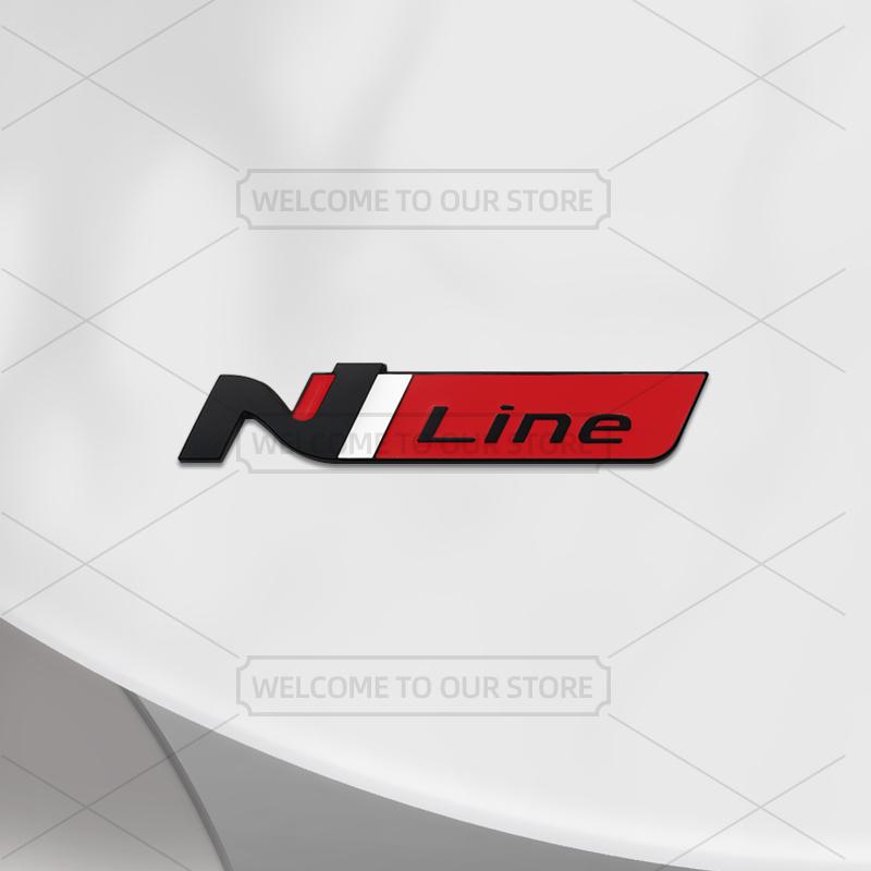 Car 3D Metal N Line Body Emblem Grille Badge Decals Auto Tail Sticker For Hyundai Elantra Veloster Kona Tuscani Tucson I30 I10 T2
