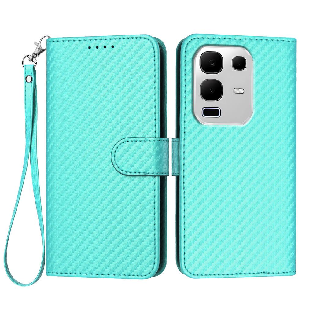 For Infinix Note 50x 5G Wallet Case with Strap Carbon Fiber Texture Leather Mobile Cover