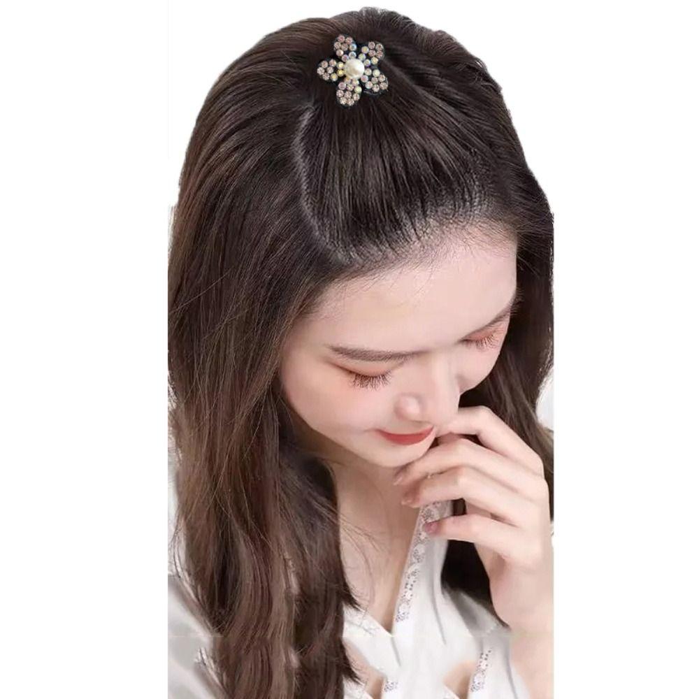 Flower Hair Base Pearl Bun Bump It Up Volume Hair Base Shiny Invisible Volume Hair Clip  Daily