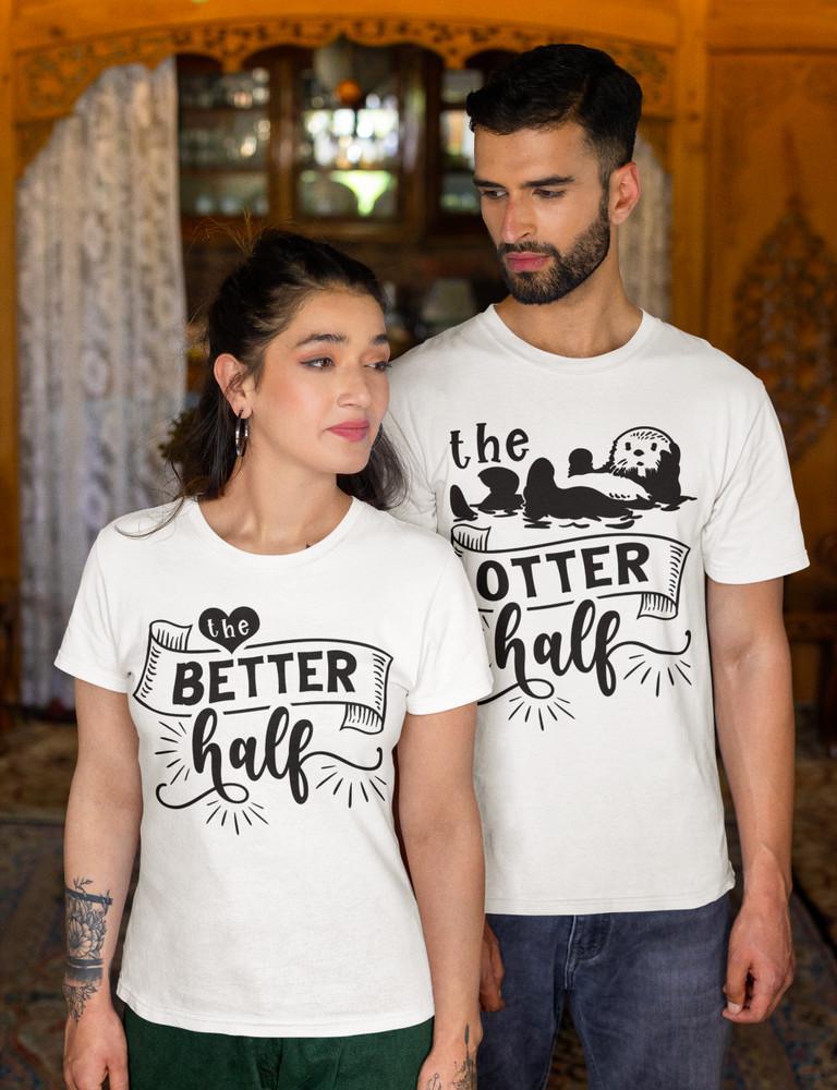 Lustige Partner Shirts Couple T-ShirtBesser Hälfte Baumwolle