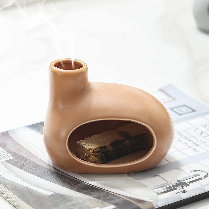 Ceramic Incense Burner Handmade Sandalwood Cone Holder Aromatherapy Craft Home Decor