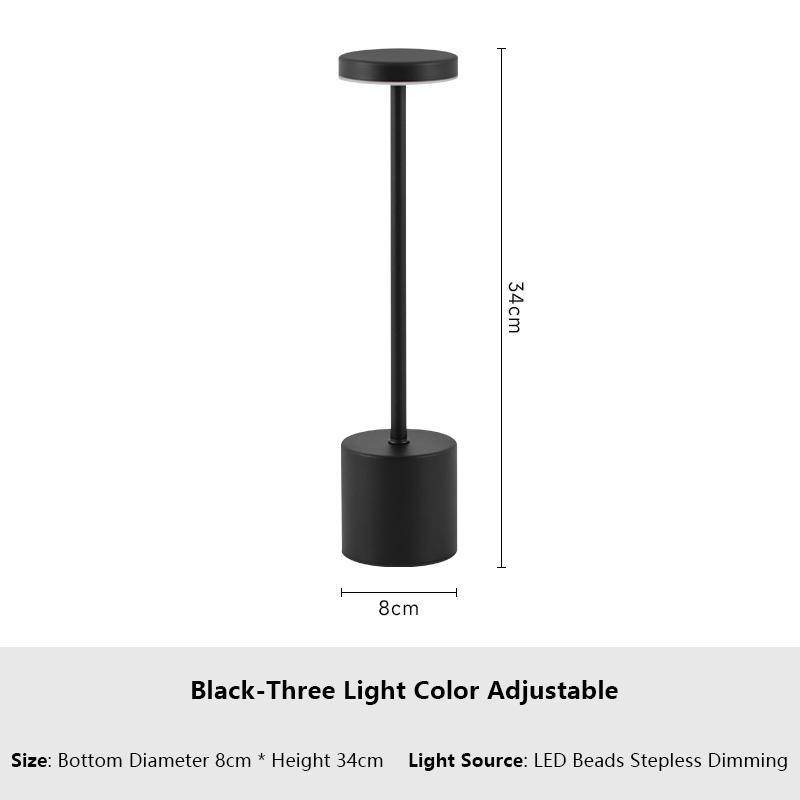 Rechargeable LED Desk Lamp Metal Dimmable Touch Table Lamp 3 Color Temperatures Bedside Creative Ambient Light Bar Hotel Decor