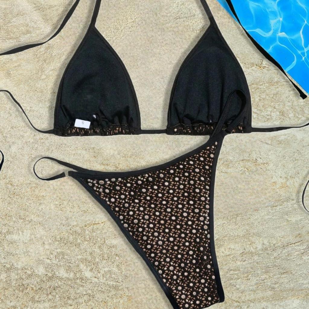 2025 Евро-американский треугольный купальник бикини на бретельках - Женский сексуальный раздельный купальник