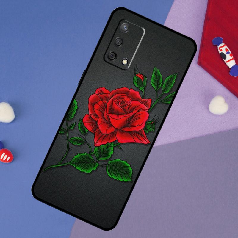 Цветочный чехол с розой для Oppo A17 A60 A40 A80 A16 A76 A96 A98 A58 A78 A18 A38 A57 A74 A54 A94 A15 A5 A6 Pro