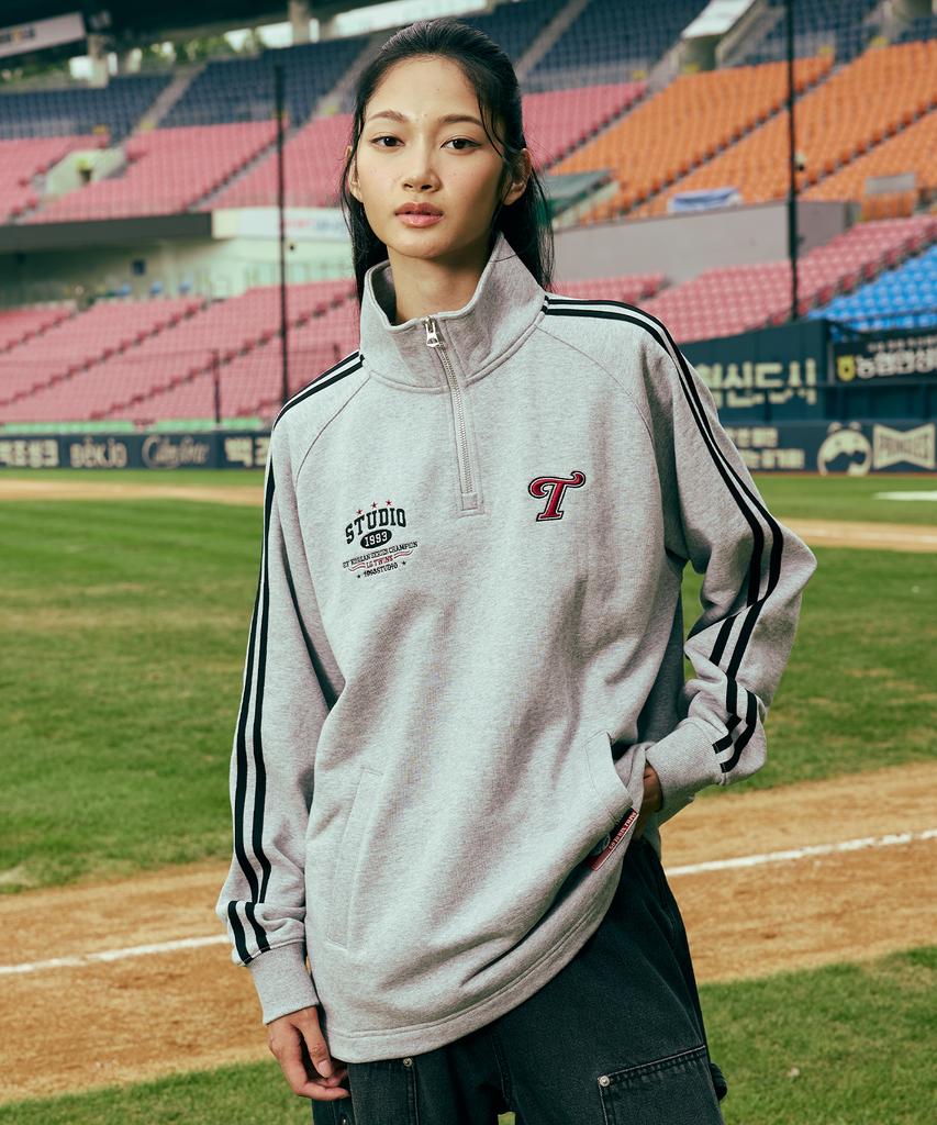 1993STUDIO [Lg Twins] Логотип Спортивная кофта на молнии с воротником-стойкой_Серая
