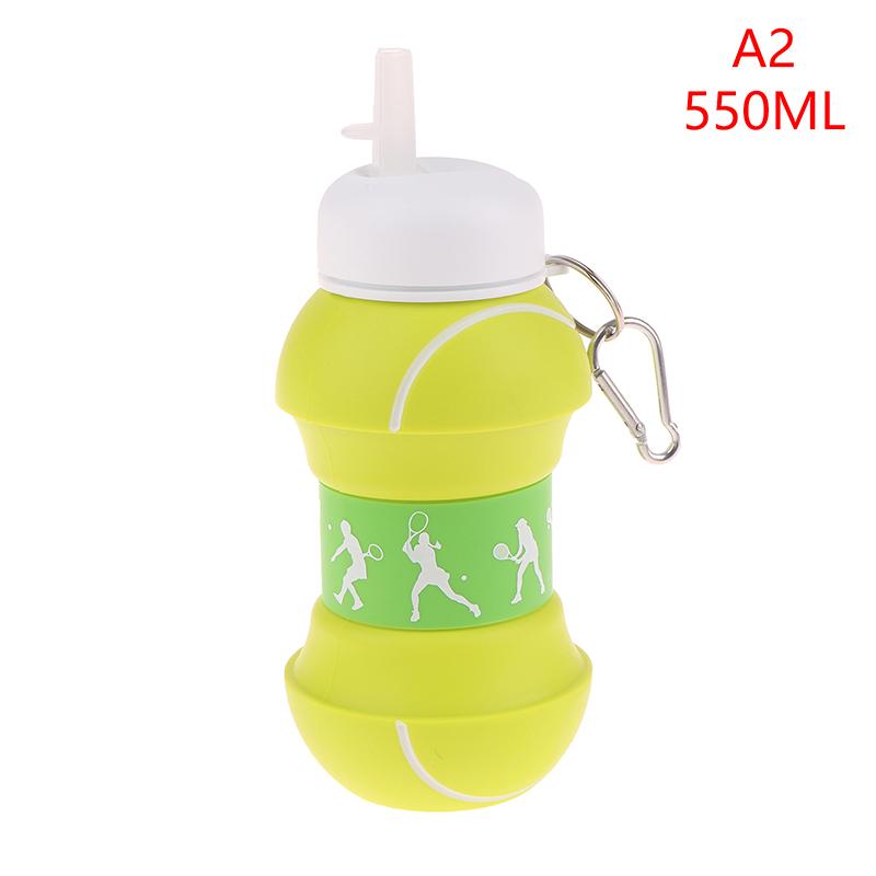 Fold Silicone Water Bottle Outdoor Basketball Football Tennis Golf Baseball Pickleball Leakproof Portable Kids Water Bottle