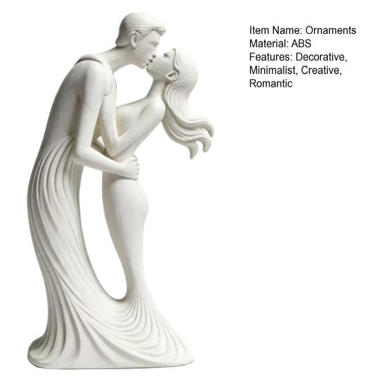 Wedding Anniversary Gift for Couple 3D Printed Kissing Ornament, Modern Minimalist Love Statue, Abstract Figurine Romantic Sculpture Home Living Room