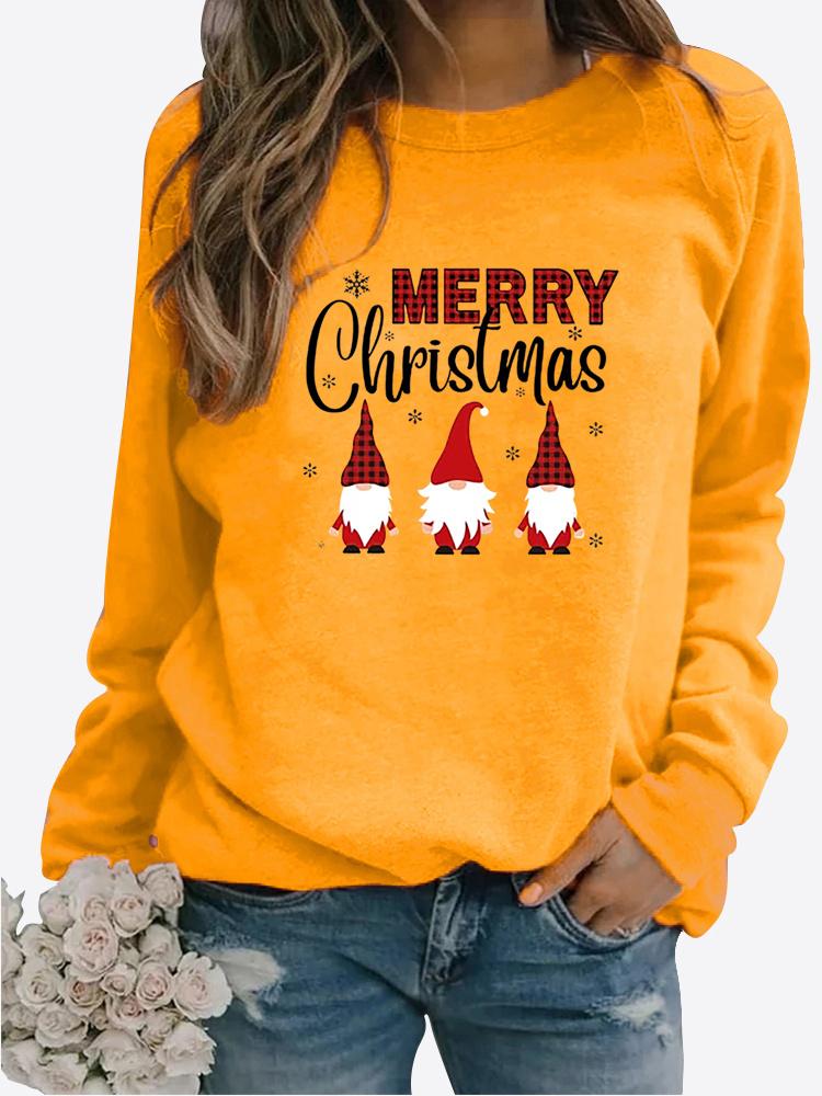 Autumn and Winter Women's Christmas Theme Printing Sweater Round Neck Long Sleeve Casual Sweatshirt Plus Size Top