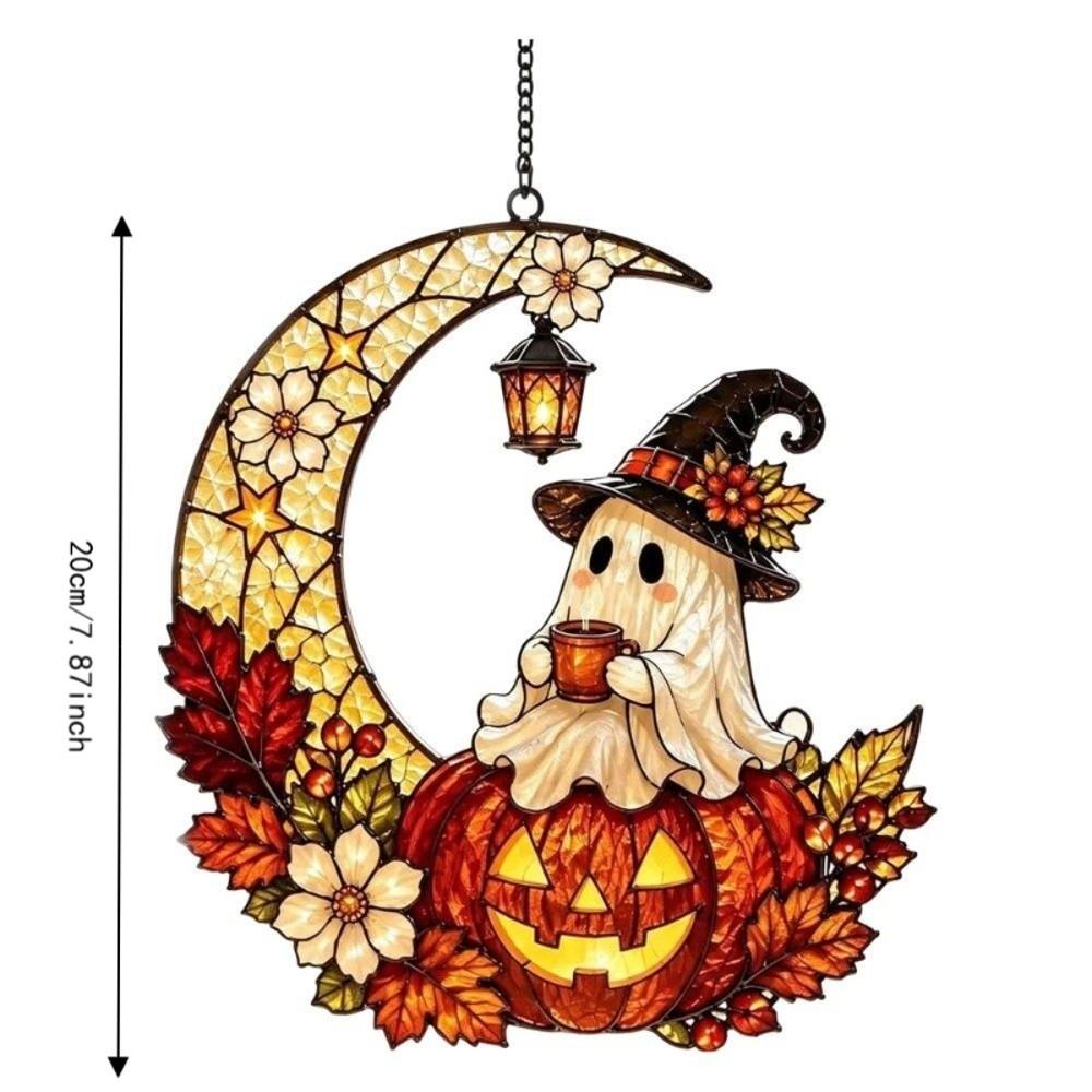 Pumpkin Cat Halloween Ghost Ornaments Colorful Window Hanging Decoration Sun Catcher Outdoor