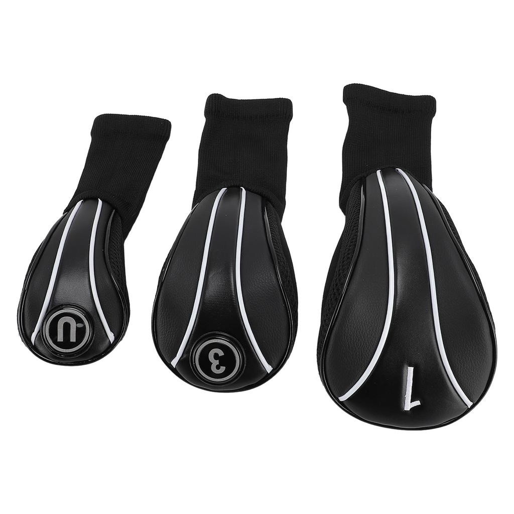 3 шт. Чехол для головки клюшки со сменными номерными табличками, длинная горловина, устойчивый к царапинам, дышащий ПУ чехол для головки клюшки