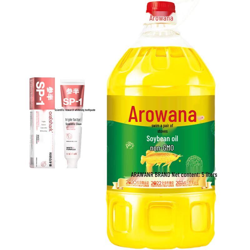 Набор: Отбеливающая зубная паста Sanban Jasmine 180 г и соевое масло Arowana 5 л