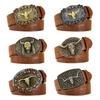 Floral Engraved Buckle Western Cowboy Belts PU Leather Leather Belt Fashion Waistband Belts Pants