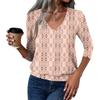 Women's Fashion Casual V-Neck Three-Quarter Sleeve Print Top