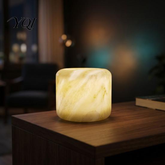 Natural Marble Lamp Desk Lamp, Cordless Rechargeable Touch Control Night Light, Light Dimming Table for Bedroom, Living Room Decor Bedside