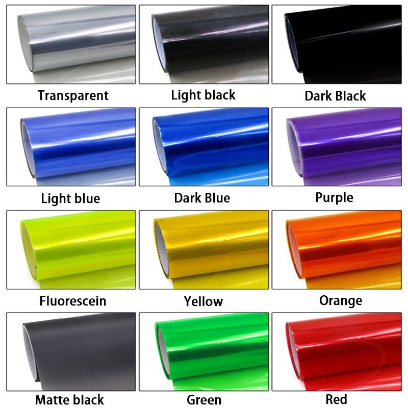 13 цветов, фара, задний фонарь, противотуманная пленка, ПВХ оттенок, виниловая пленка, наклейка, лист, наклейка, аксессуары 30*100 см, 2 шт.