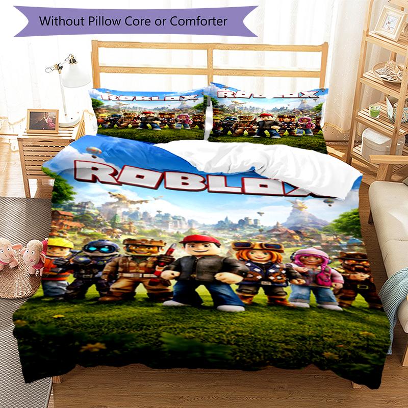 3pcs Roblox Bedding Set Duvet Cover Closure Includes 1 Duvet Cover & 2 Pillowcases, Soft and Comfortable for All Seasons.