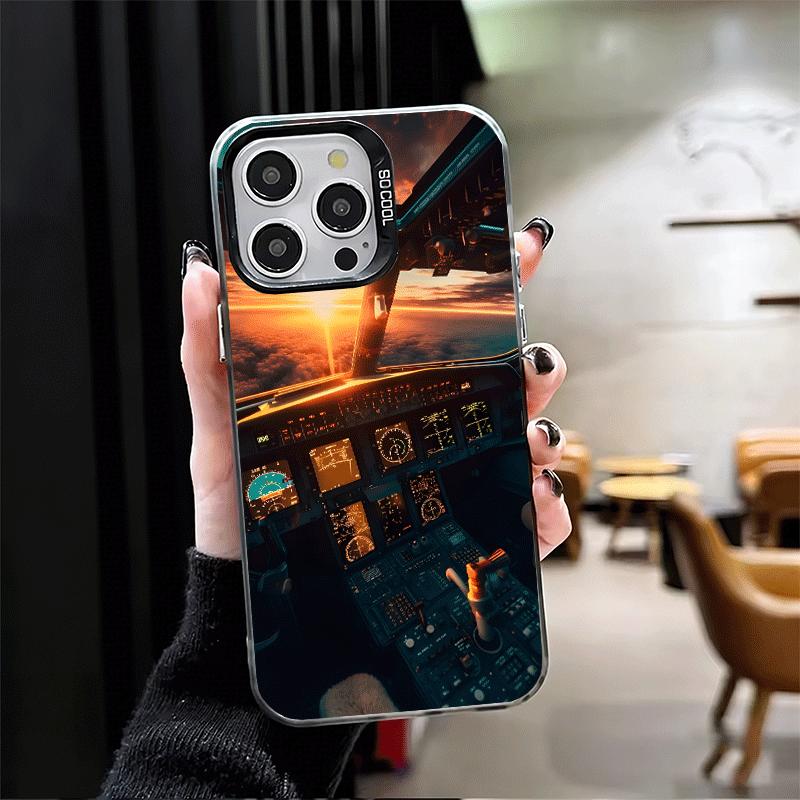 Aviation Aeroplane Pilot Cockpit Soft Phone Case for iPhone 15 16 17 Pro Max 17Air 16E 14 Plus 13 12 Mini Shockproof Cover Back