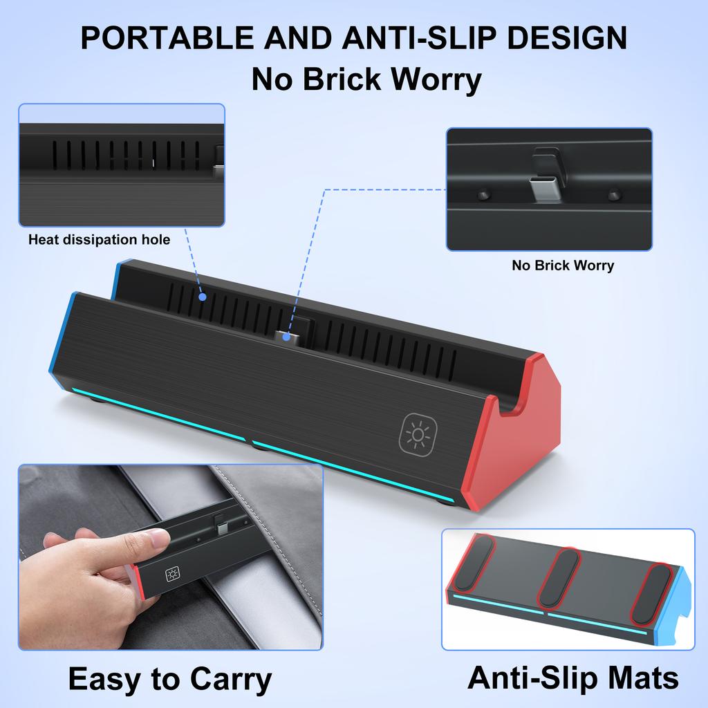 Портативная зарядная док-станция с адаптером 4K HDMI/USB 2.0/портом Type C для док-станции Nintendo Switch OLED