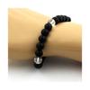 Stones and Minerals. Bracelet Quartz Beads + Matte Black Onyx 8 Mm. Made In France.