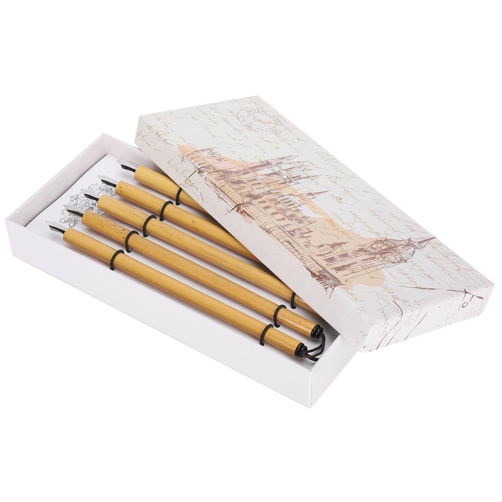 5 шт., перо ручной работы, манга, каллиграфия, винтажный бамбуковый рисунок, комплект для рисования, школьные принадлежности