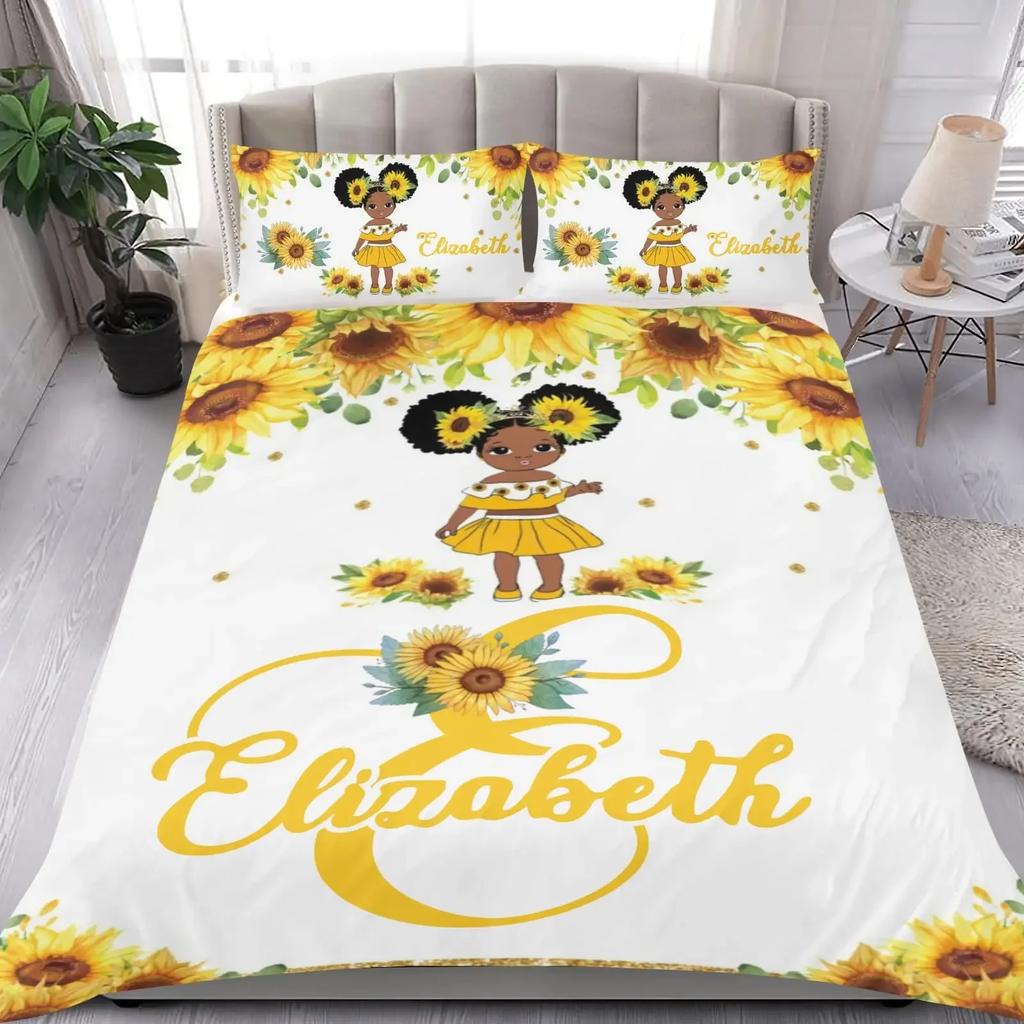 Custom Name Duvet Cover Set Cartoon Animals Unicorn Bedding Set Twin Full Queen King For Kids Girls Boys Birthday Wedding Gifts