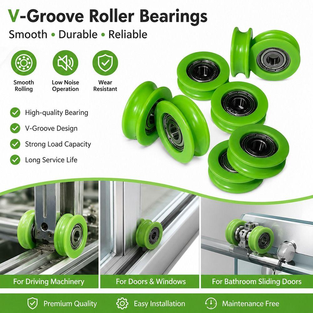 10Pcs Nylon POM Bearing Pulley Stainless Steel Rubber-Coated Pulley  for Doors Windows