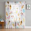 Ice Cream Cartoon Food Tulle Curtains for Bedroom Hall Living Room Decor Chiffon Curtain for Balcony Kitchen Home Drapes