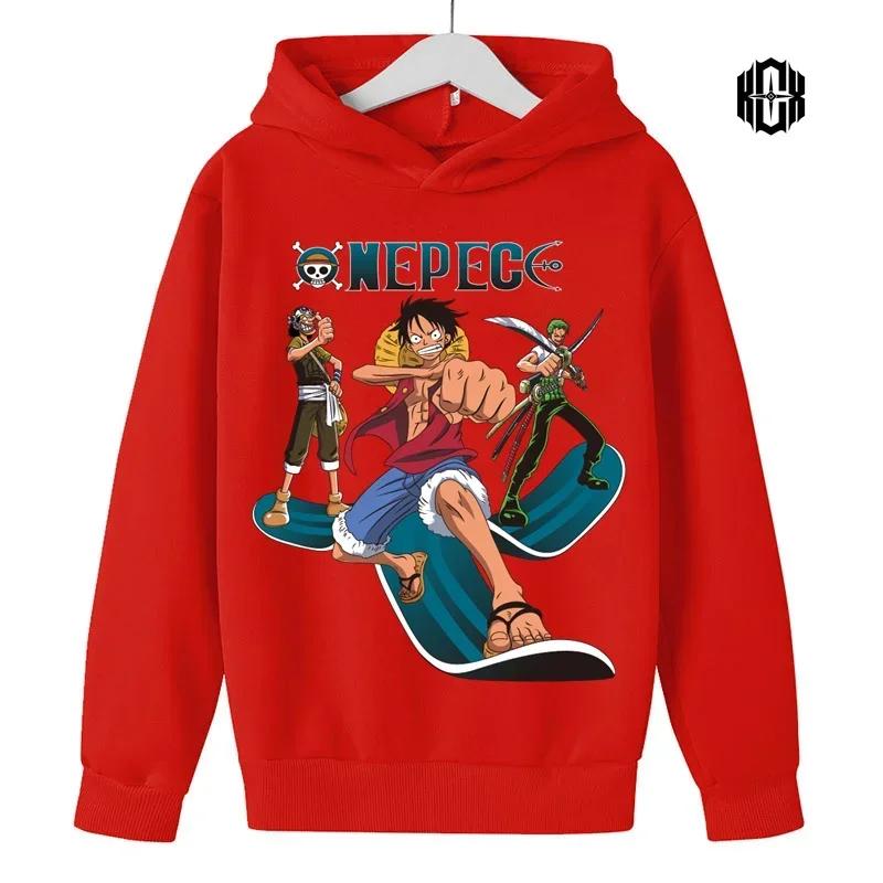 Japanese Anime Cartoon Graphic Sweatshirt for Children One Piece Roronoa Zoro Funny Luffy Ullzang