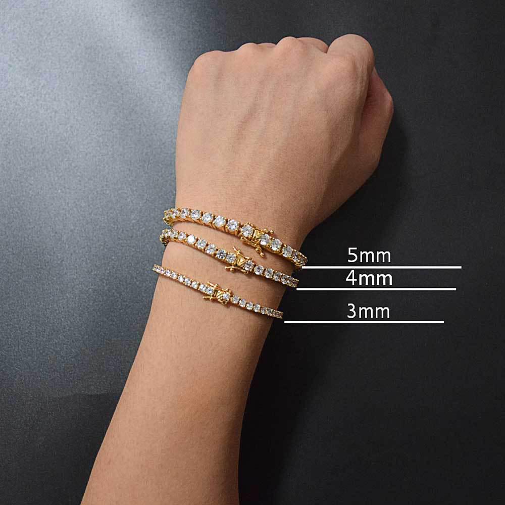 Trendy 18K Gold-Plated Zircon Tennis Bracelet for Men – Hip-Hop Style