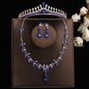 DIEZI Baroque Bridal Rhinestone Crown Tiaras For Women Wedding Princess Queen Blue Crystal Tiaras Necklace Earrings Jewelry Sets