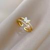 Кольцо с бабочкой из настоящего золота, с полным бриллиантовым покрытием, с открытым дизайном, регулируемое, простое украшение, японское кольцо, парное кольцо