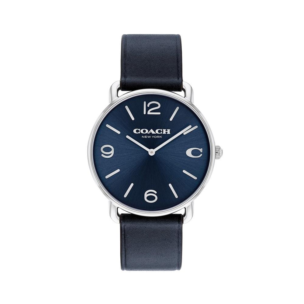 Coach Elliot Men's Watch Navy Genuine Leather Water-Resistant Artistic Minimalist Classic Design
