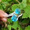 Faceted Glass Gemstone 925 Sterling Silver Plated Adjustable Unisex Cuff Bangle/Bracelet Jewelry