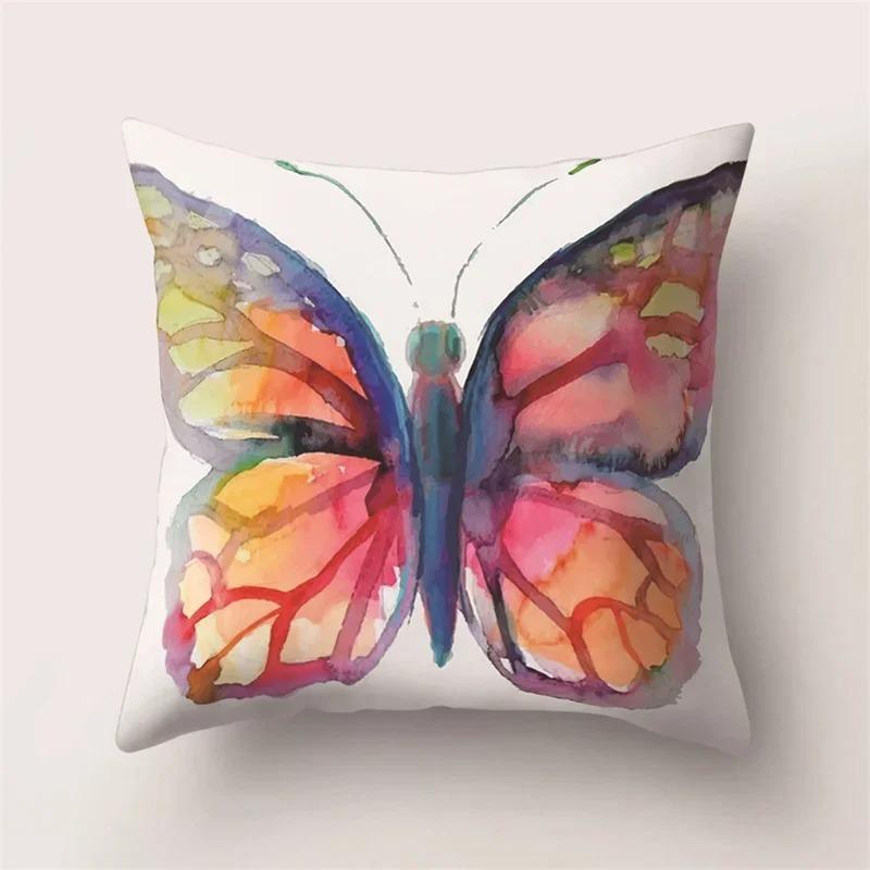 Beautiful Butterfly Print Decorative Pillow Cover Car Sofa Square Cushion Pillow Cover