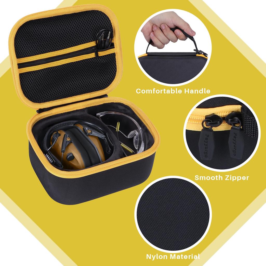 RAZOR SLIM ELEC MUFF Slim Electronic Earmuffs with Storage Case [Peyyargo] Walker's (Black + Yellow)
